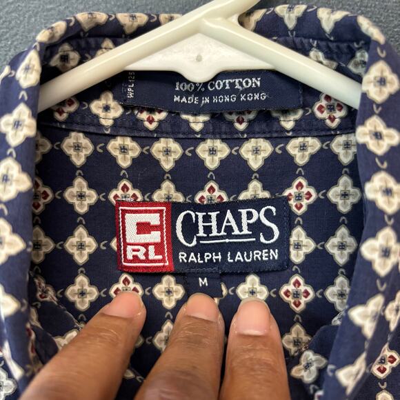 Chaps Ralph Lauren Shirt Geometric Button-Down Casual Medium Office Work Golf - Picture 4 of 10